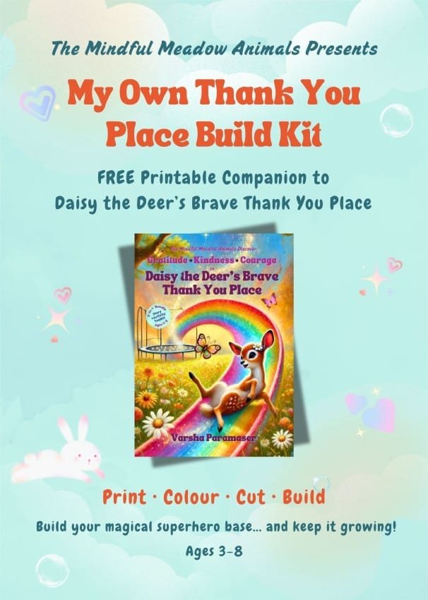 Cover page for the free printable companion build kit to Daisy the Deer's Brave Thank You Place.