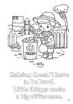 Page 73 of Daisy the Deer & Friends Around the World Coloring Book shows a young Australian boy throwing trash from a public playground into the bin.
