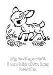 Page 7 of Daisy the Deer & Friends Around the World Coloring Book shows an illustration taken from the book, showing Daisy looking very sad as she walks through the meadow.