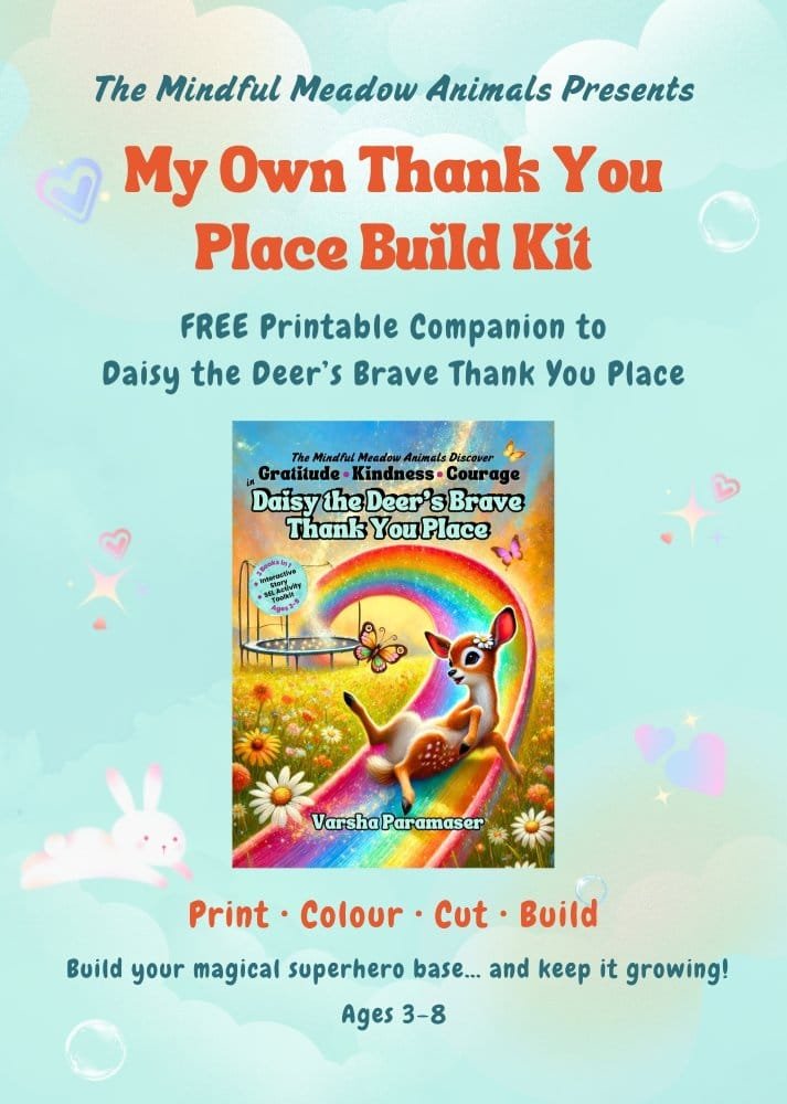 Cover page for the free printable companion build kit to Daisy the Deer's Brave Thank You Place.
